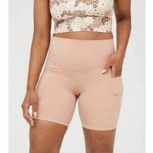 NWOT Aerie OFFLINE Real Me High Rise 7” Bike Shorts Womens Size XS Beige Tan